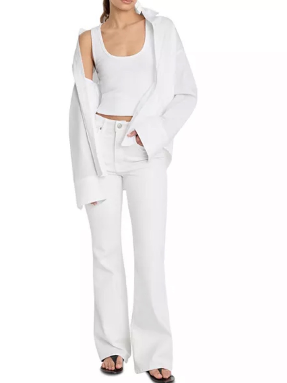 NWT Good American Good Legs Flared Jeans in White Size 12 Retail $168 - Picture 5 of 7